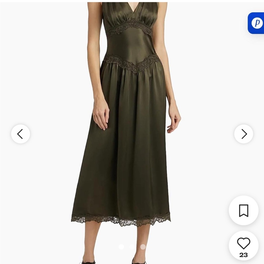 Reformation Dark Green Lace Midi Dress